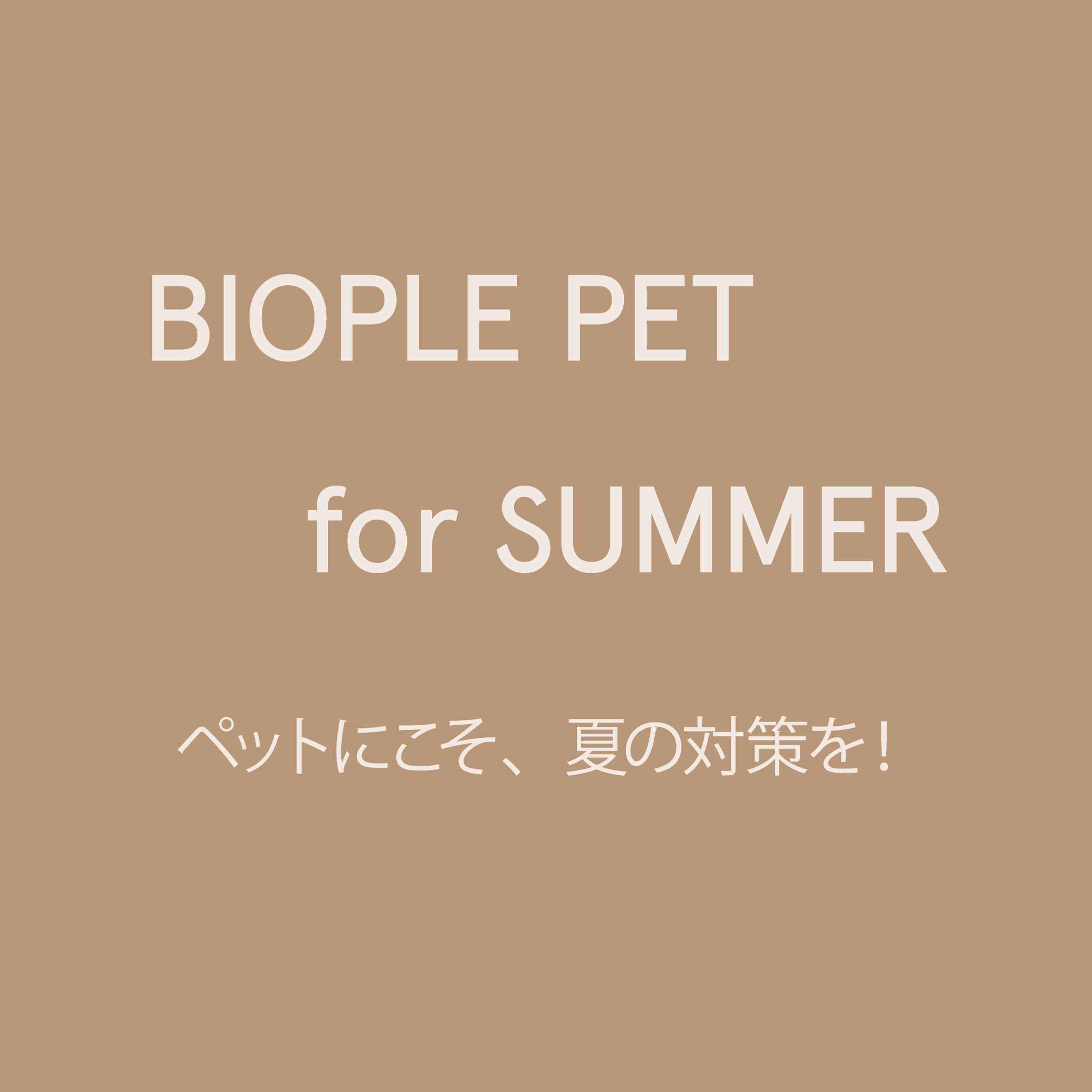 BIOPLE PET FOR SUMMER ペットにこそ、夏の対策を！